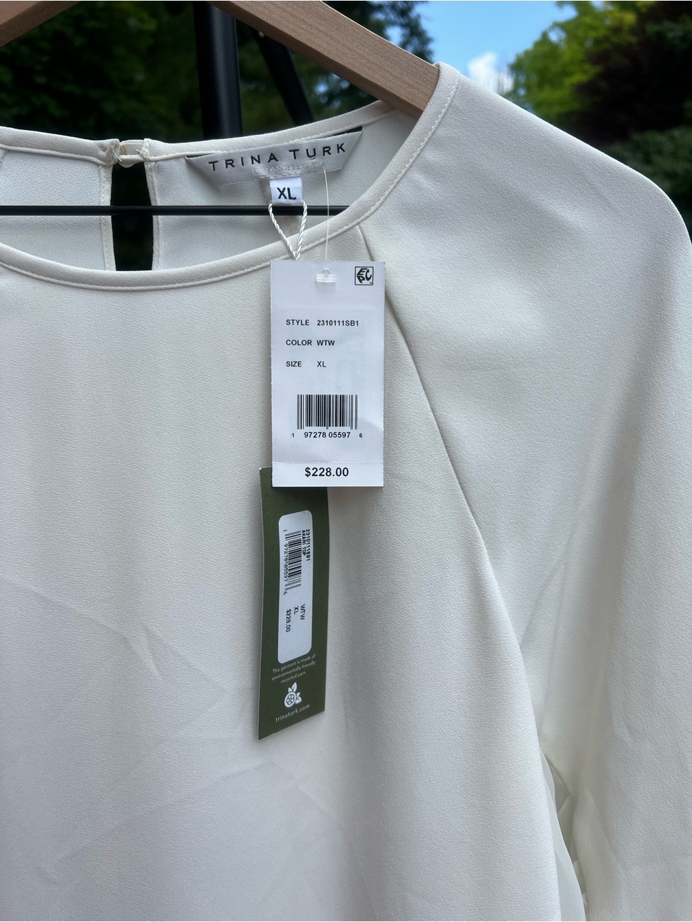 NWT Trina Turk XL Akari Ivory Ruffle Bell Sleeve Blouse - Picture 8 of 12